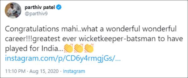 மனமார பாராட்டிய பார்த்திவ்